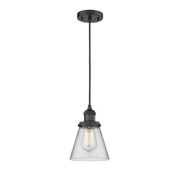 Innovations 1-LT Vintage LED Small Cone 6" Mini Pendant - Matte Black - 201C-BK-G62-LED