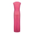 thumbnail image 4 of Women's Crochet Knitted Maxi Dress Casual Sleeveless Hollow High Slit Beach Party Cover Up Long Dresses, 4 of 5