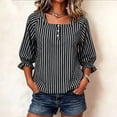 thumbnail image 4 of Guluxicc Women's Striped Shirts Scoop Neck Button Short Sleeve Basic Tops for Summer Casual Outfits, 4 of 8
