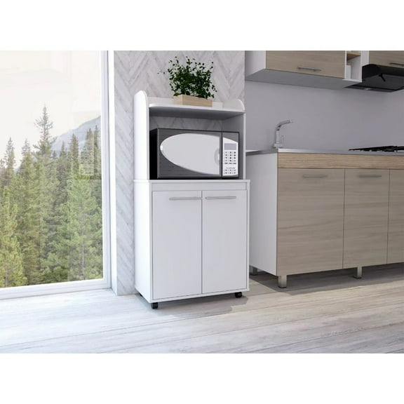 Boahaus Bourges Kitchen Cart, Assembled Product Lenght 14.19 in, White