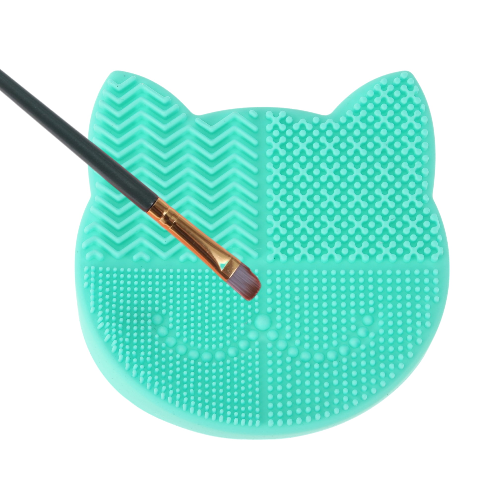 Unique Bargains 1Pc Durable Convenient Cat Shape Makeup Brush Storage Cleaner Light Green
