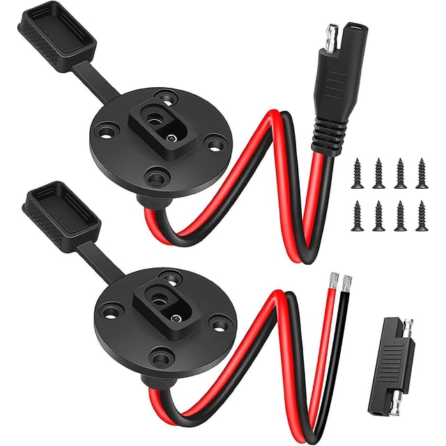 ELECTOP SAE Power Socket Sidewall Port: Weatherproof Solar Panel Flush Mount Connector Plug Extension Cable 12AWG_Special Gift