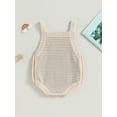 thumbnail image 4 of Arvbitana Infant Baby Girls Knit Sleeveless Romper Solid Color Ribbed Jumpsuit Button Bodysuit Newborn Summer Casual Clothes 0-24M, 4 of 7