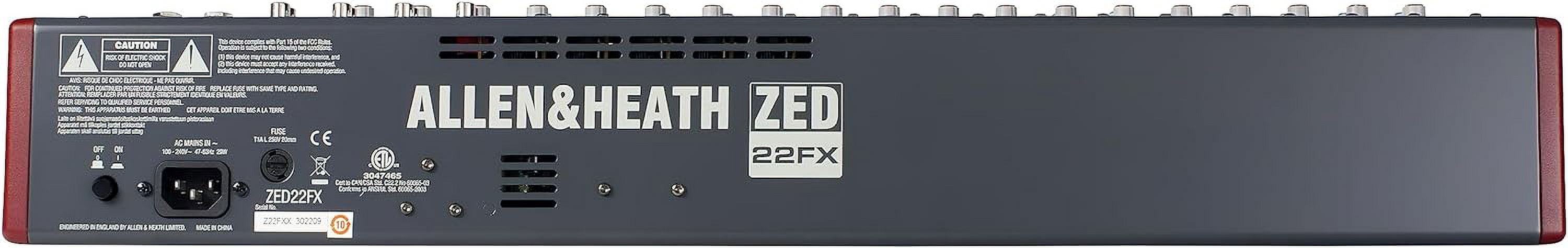 allen & heath zed-22fx 22 input usb audio mixer with effects