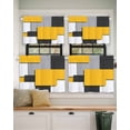 thumbnail image 2 of Black Yellow Patchwork Short Blackout Curtains 24 Inch Long Geometric Abstract Art Rod Pocket Kitchen Curtains, 2 Panels Thermal Insulated Room Darkening Drapes for Bedroom, 42"W x 24"L, 2 of 5