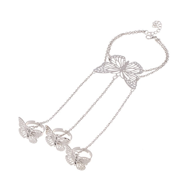 Sonducket de cadena de dedo Cadenas hechas a mano de moda Enlace Aspecto exquisito Pulseras impermeables Brazaletes Joyería Mujer Ropa, zapatos y accesorios Miscelánea Plata