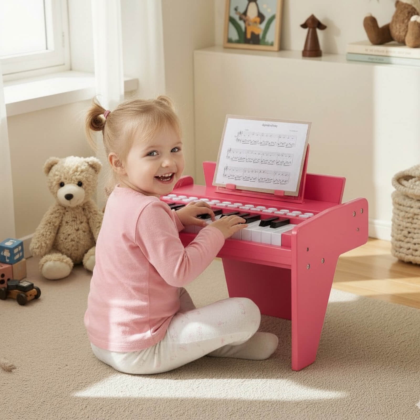 Infans 25 Keys Digital Piano w/Music Stand,Teaching Mode,Lighted Keys, Adjustable Speed