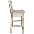 thumbnail image 5 of Montana Collection Counter Height Barstool w/ Back, w/ Laser Engraved Wolf Design, Clear Lacquer Finish, 5 of 5