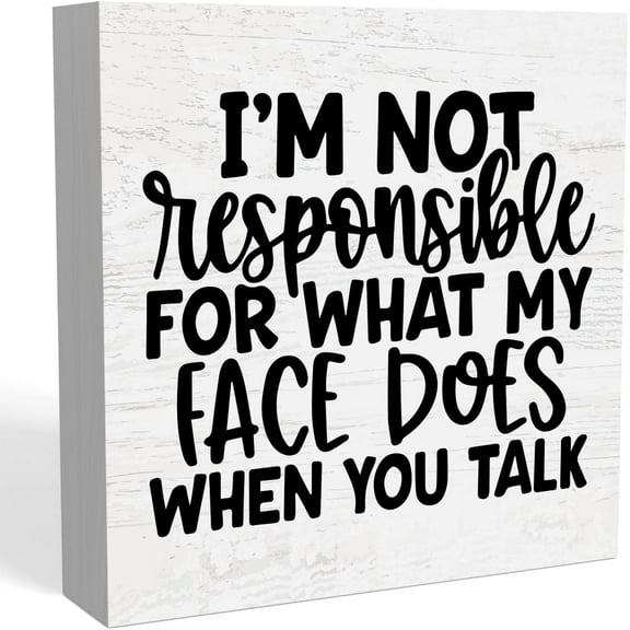 Zomyto 5"x5" Funny Home Office Desk Decor Rustic Farm house Wood Box Sign Shelf Cubicle Accessories Decors for Coworkers Boss I'm Not Responsible