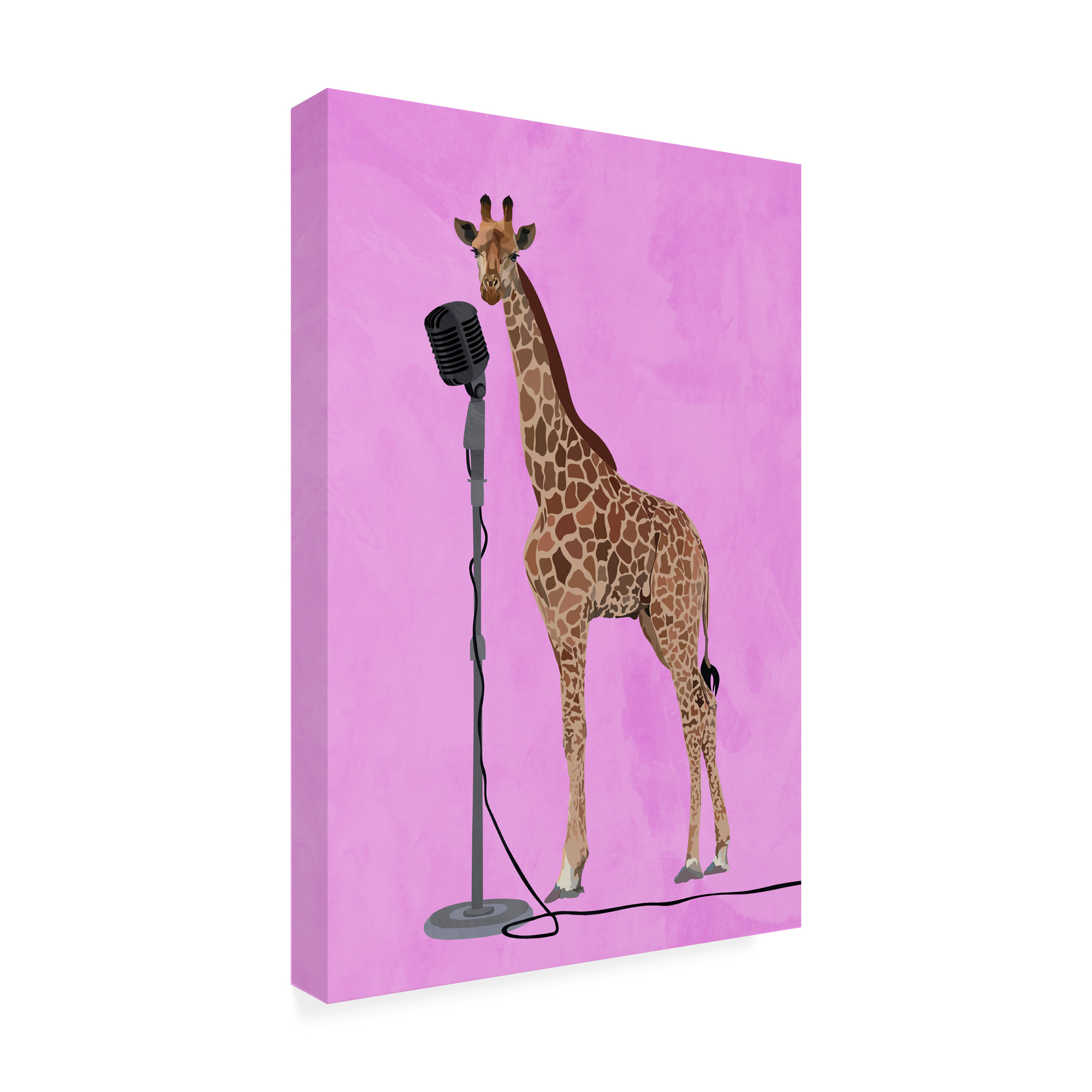 Sarah Manovski 'Giraffe Microphone Pink 01' Canvas Art