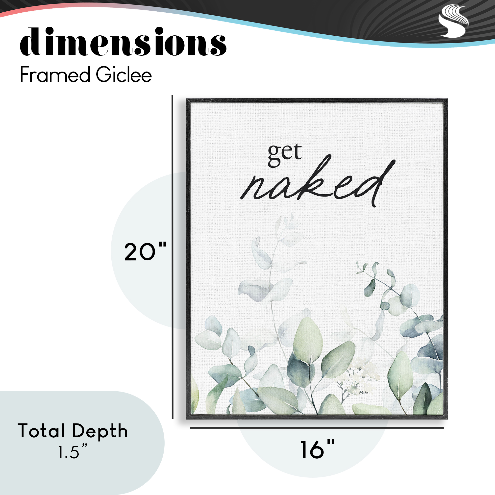 Get Naked Minimal Herbs Black Framed Giclee Art, design by Lettered and Lined