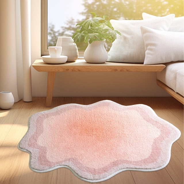 Gradient Shaped Area Rug, Patchwork Design, Soft Floor Mat, for Living Room Bedroom Decor, Pink