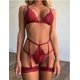 thumbnail image 1 of Traje de lencería sexy para mujer con costura cruzada y artesanía compleja, 1 of 6