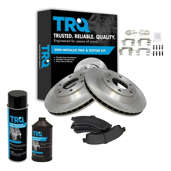 TRQ Front Brake Pad & Rotor Kit Premium Posi Metallic w/Chemicals BKA17099 Fits select: 2002-2005 CHEVROLET TRAILBLAZER, 2002-2005 GMC ENVOY