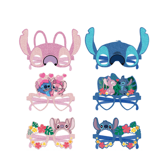 BAIZOHAI 24 Pcs Cartoon Stitch Theme Paper Eyeglasses - Fun Photo Booth Props for Birthdays, Christmas & Parties | Anime-Style Decoration Glasses for Kids, Boys & Girls DSN529-242