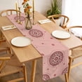 thumbnail image 3 of Table Runner 72 Inches Long for Kitchen Dining, Pink Floral Dresser Scarf Farmhouse, Dining Table Decorations for Wedding/Parties, Circular Flowers Ethnic Abstract Aesthetic 14 x 72 In, 3 of 8