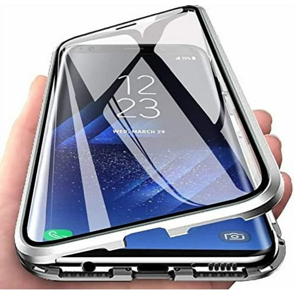 Case for Samsung Galaxy S24 Ultra Magnet Absorption, Clear Full-Body Protection with Built-in Screen Protector,Anti-Scratch Case for Samsung Galaxy S24 Ultra Silver