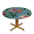 Chilfamy Pink Rose Flower Floral Round Tablecloth Romantic Green