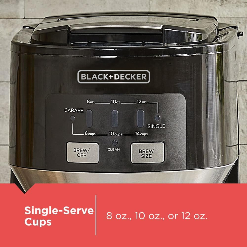 BLACK+DECKER Dual Brew Coffee Maker, 14-Cup Carafe, Single Serve, Auto-Clean, SS0441-0BD