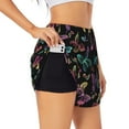 thumbnail image 3 of Lsque Rainbow Butterflies Printed Women's Running Shorts with Liner Pockets,Elastic Quick Dry Workout Athletic Gym Yoga Shorts,Womens High Waist Shorts-XX-Large, 3 of 9