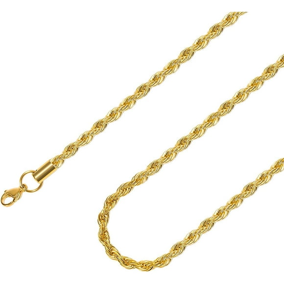 Gold Chain for Men Women 5MM/16Inches, Mens Gold Chain Plated, Gold Chain Necklace for Women, 18K Real Gold Necklace Chain, Stainless Steel Necklaces Women Men's Jewellery Gift