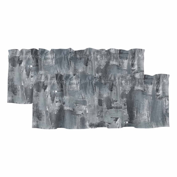 Grey Abstract Valances for Windows, Vintage Geometric Gradient Oil Painting Modern Light Filtering Kitchen Curtains, Rod Pocket Window Valance Curtains for Living Room, 42" W x 18" L, 2 Panels