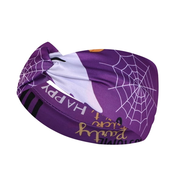 Halloween Headbands for Women, Cute Prints Wide Stretchy Hair Bands, Breathable Stretchy Non-Slip Holiday Themed Hair Accessories for Party, Makeup, Yoga, Costume J One Size