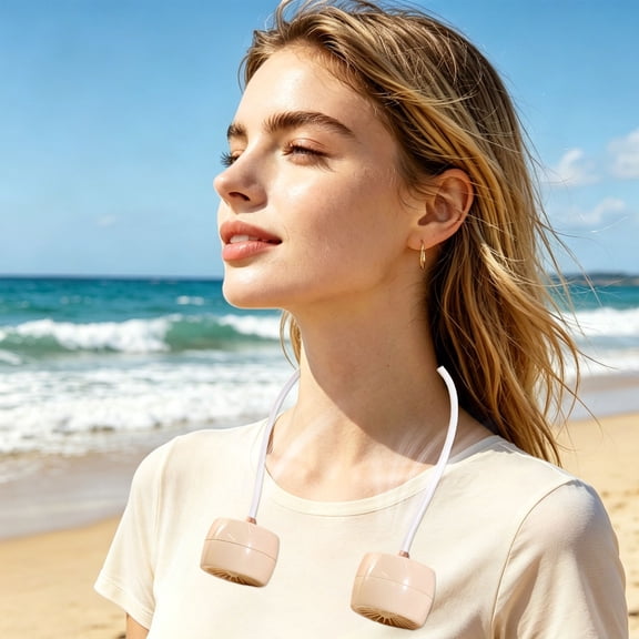 Honmine Portable Neck Fan Hands Free, USB Rechargeable Wearable Cool Fan with 3 Speeds, Flexible Hose Neckband Fan for Outdoor Work Travel Sports in Hot Summer Weather