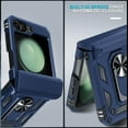 thumbnail image 4 of Compatible with Samsung Galaxy Z Flip 6 Case Built in Screen Protector+Hinge Protection+Ring Kickstand,Heavy Duty Full Body Phone Cover with Wrist Strap Lanyard,2024 Blue, 4 of 16
