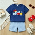 thumbnail image 4 of Hienoo Infant Boys Cartoon Train Embroidery Short Sleeve T Shirt Shorts Set Casual Outfits, 4 of 8