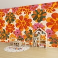 thumbnail image 6 of Wallpaper Seamless 70s retro floral vintage daisy flowers Peel and Stick Wall Murals 100"H x 144"W Removable PVC Wall Paper Self-Adhesive Wall Paintings Art Decor for Bedroom Living Room, 6 of 7