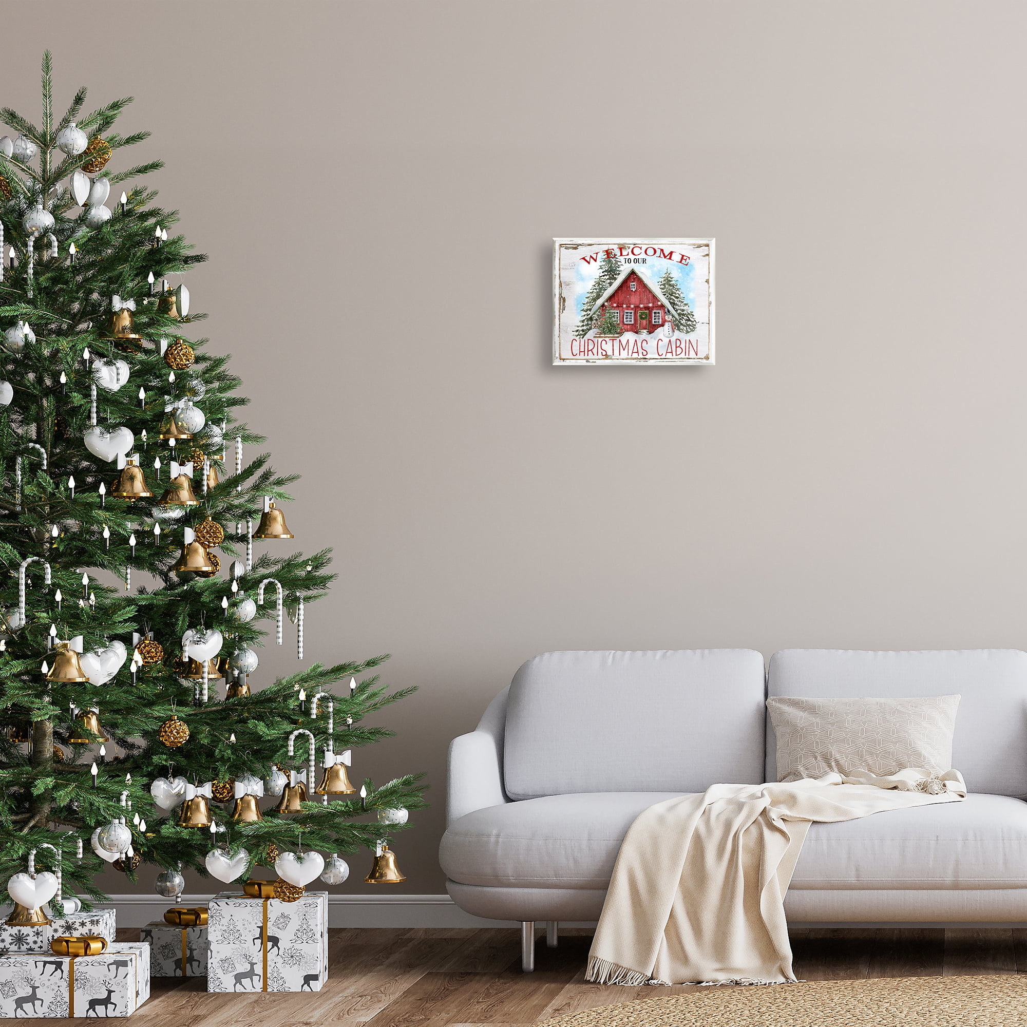 Stupell Industries Christmas Cabin Welcome Holiday Painting Unframed Art Prints Wall Art, 14 x 11
