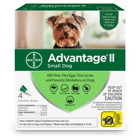Advantage II Flea Treatment for Small Dogs, 4 Monthly Treatments