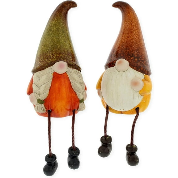The Bridge Collection Fall Gnome Shelf Sitters with Dangling Legs - Resin Gnomes for Harvest & Thanksgiving Decor