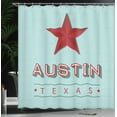 thumbnail image 4 of Ambesonne Austin Shower Curtain, Texas Wording and a Star, 69"Wx75"L, Ruby Pale Seafoam, 4 of 5
