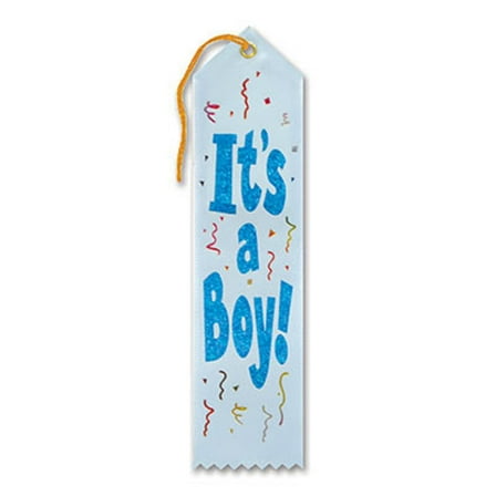 Pack of 6 Blue "It's A Boy Award" School Award Ribbon Bookmarks 8"