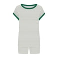 thumbnail image 4 of Women Two Piece Short Sets,Two Piece Shorts Sets for Women Vacation Trendy Lounge Sets Crew Neck Matching Sets Cap Sleeve Suits, 4 of 5