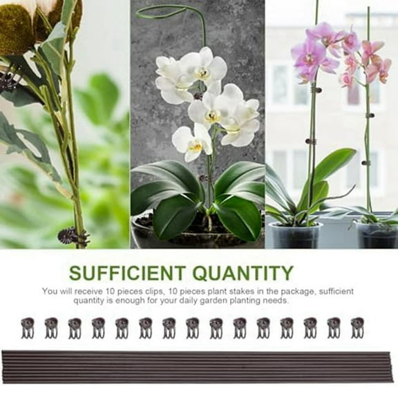 10 Pcs Plant Supports for Indoor Plants with 10 Clips, 50cm Plant Sticks Support Bendable Metal Steel