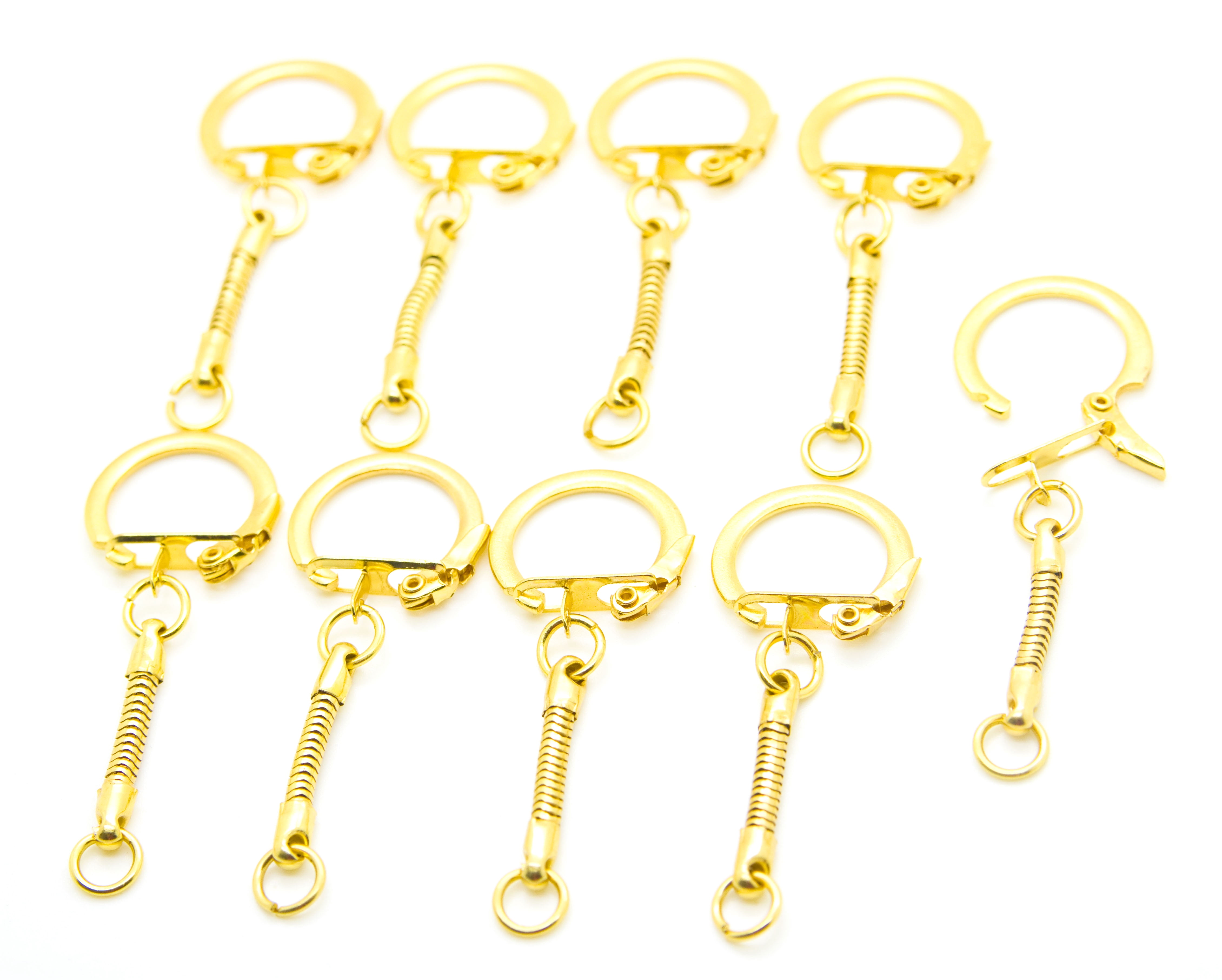 Gold Key Chains Snake Chain with Snap End and Jump Ring for Craft Findings - Pack of 1000