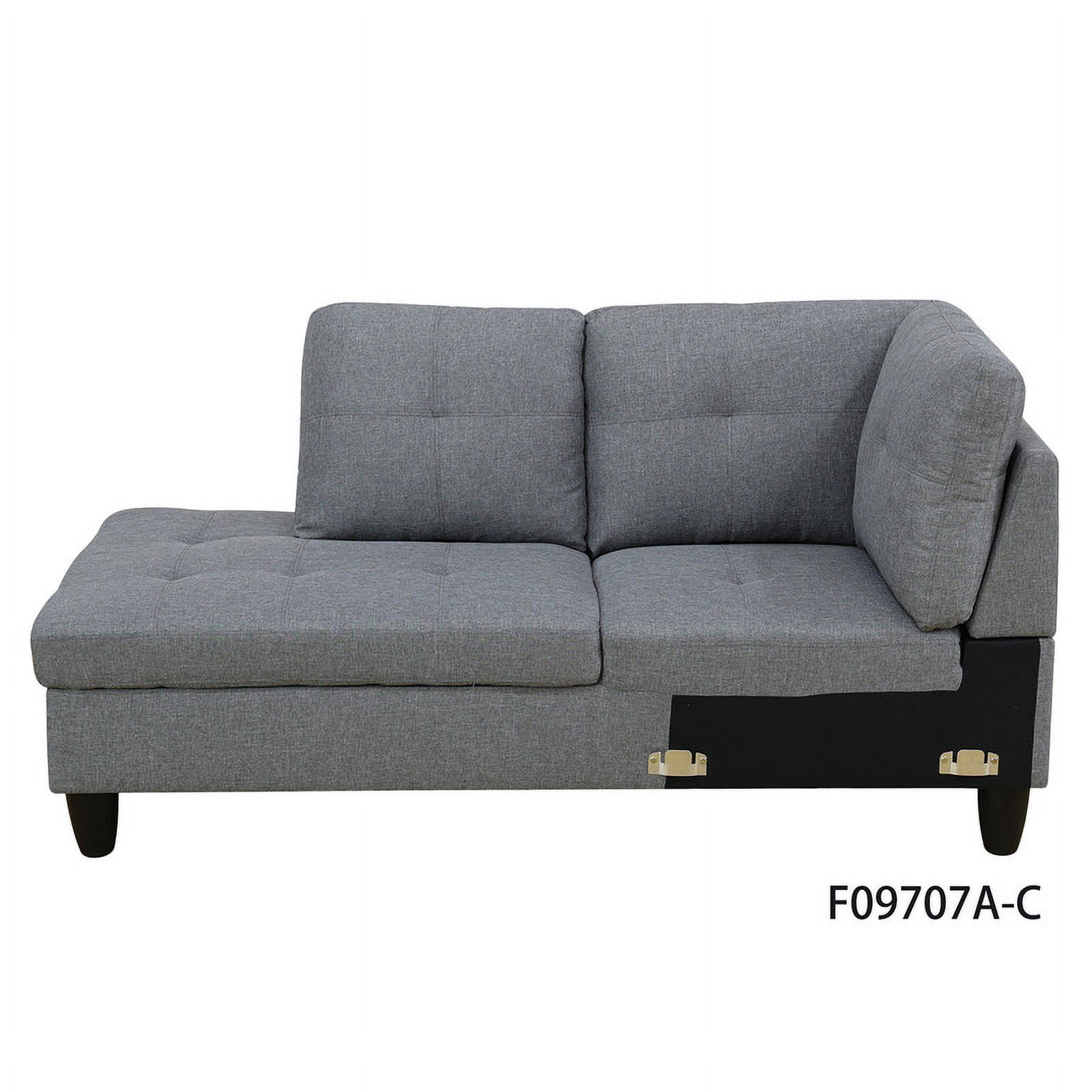 Irene Inevent 3 Pieces Linen Sofa Set, Modern Linen Sofa and Chaise Ottoman Couch Set for Living Room, Bedroom, Apartment, Office, Grey