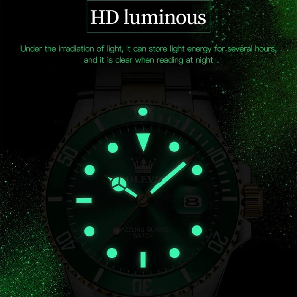 OLEVS Mens Watch Waterproof Luminous Date Watches Stainless Steel Business Casual Male Wristwatch