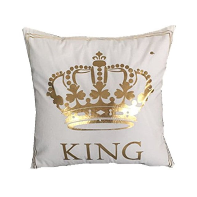 FASHIONDAVID Gold King Crown Bronzing Flannelette Square Decorative