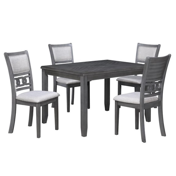 New Classic Gia 48" 5-Piece Rectangular Wood Dining Set with 4 Chairs in Gray