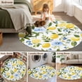thumbnail image 6 of Eucalyptus Lemon Large Area Rugs for Bedroom Living Room, Soft Non Slip Carpet Bedside Rug, Sage Green Leaf Blue Flower Fruit Round Floor Cover Kitchen Accent Rug 8' for Dining Room/Office, 6 of 9