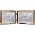 thumbnail image 1 of AmPm Antique Pewter 5x7 Hinged Double Picture Frame, Bead Border Design, 1 of 4