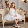 thumbnail image 2 of Curuila Toddler Kids Girls Dress Long Sleeve Solid Color Lace Crew Neck Fashion Dresses Size 3-4 Years, 2 of 9