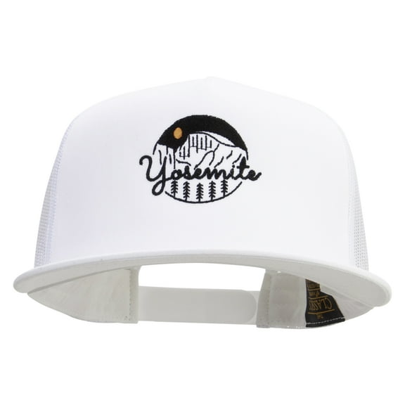 Yosemite Embroidered 5 Panel Mesh Trucker Snapback Cap - White OSFM