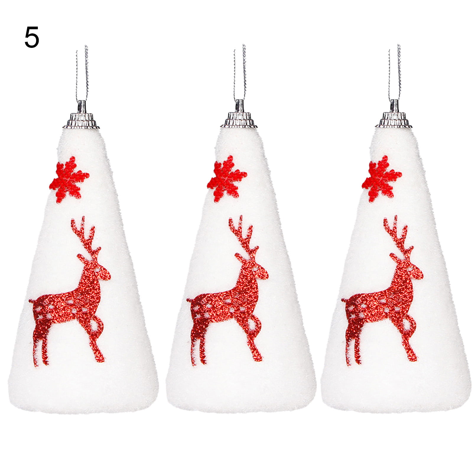 3Pcs Tree Shape Christmas Pendant Pile Coating Polystyrene Styrofoam  Holiday Gift Festival Ornaments Home Decor 