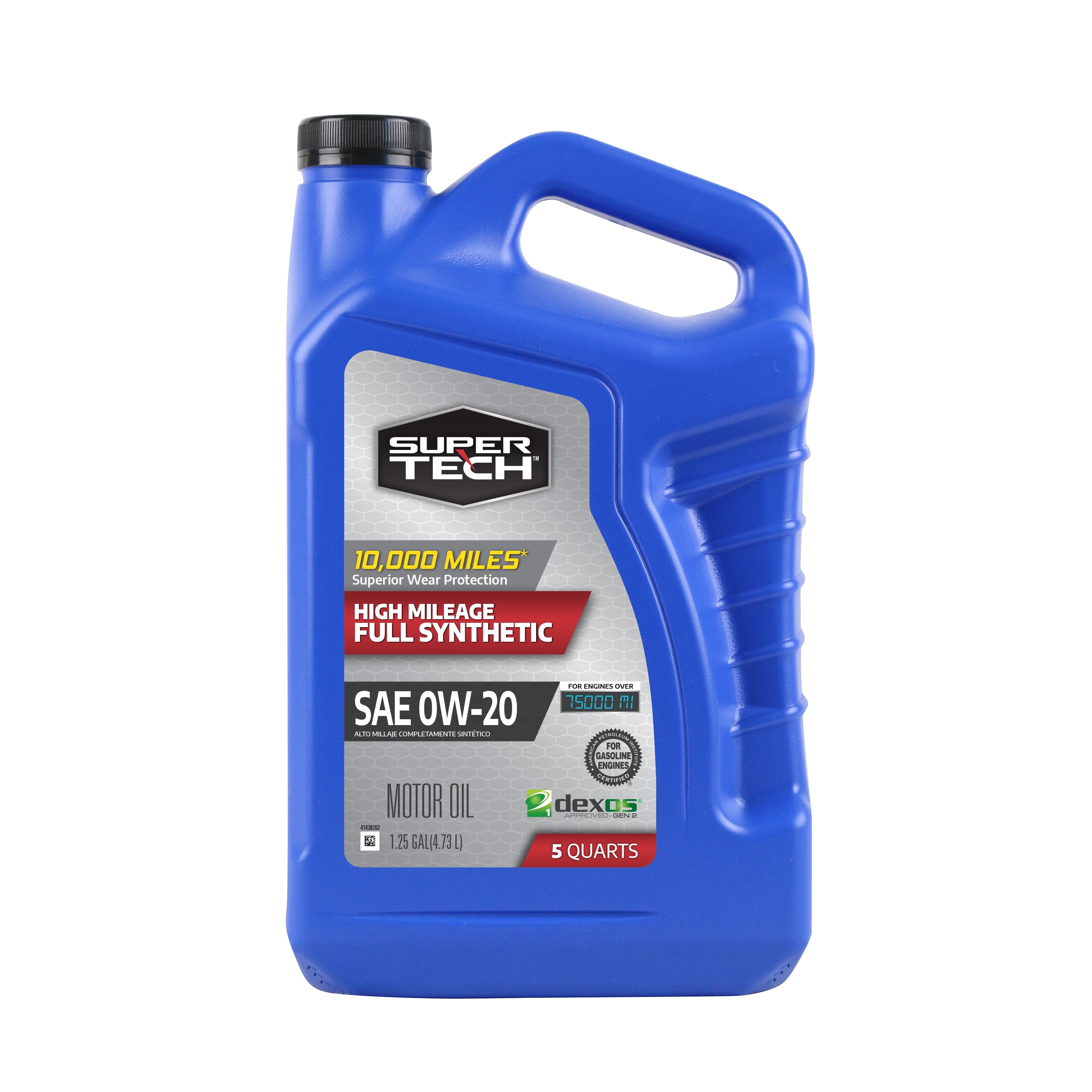 Super Tech High Mileage Full Synthetic SAE 0W-20 Motor Oil, 5 Quarts