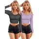 thumbnail image 1 of Set De Dos Blusas Unitalla Crop Top De Manga Larga Para Mujer Moda, 1 of 5